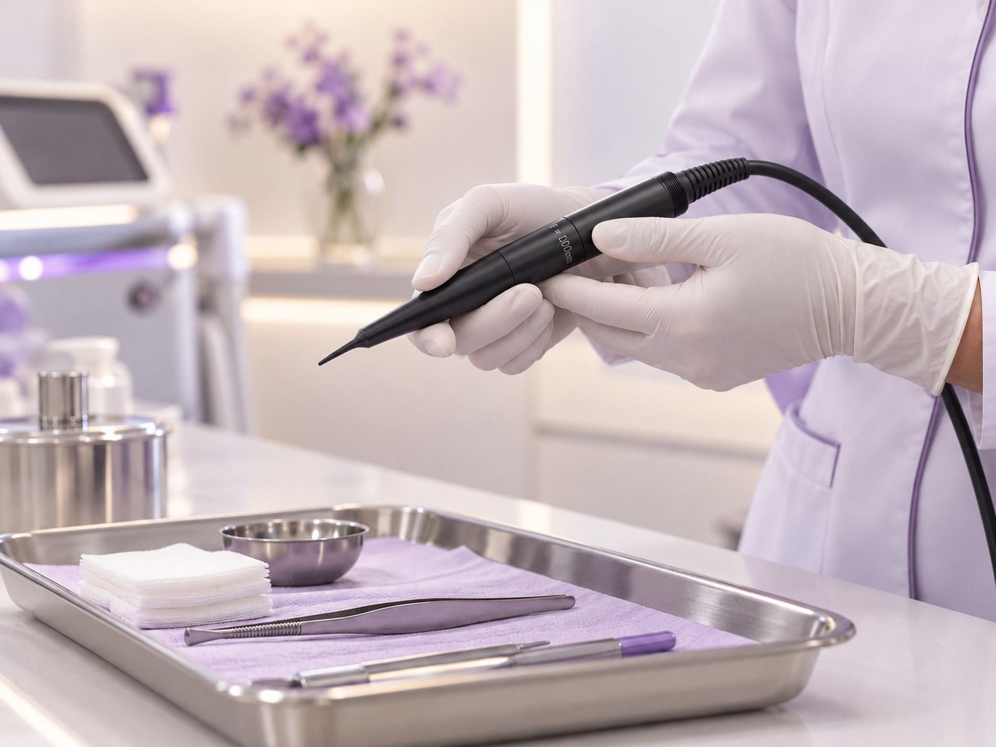 Profissional segurando a caneta cirúrgica do laser Fusion